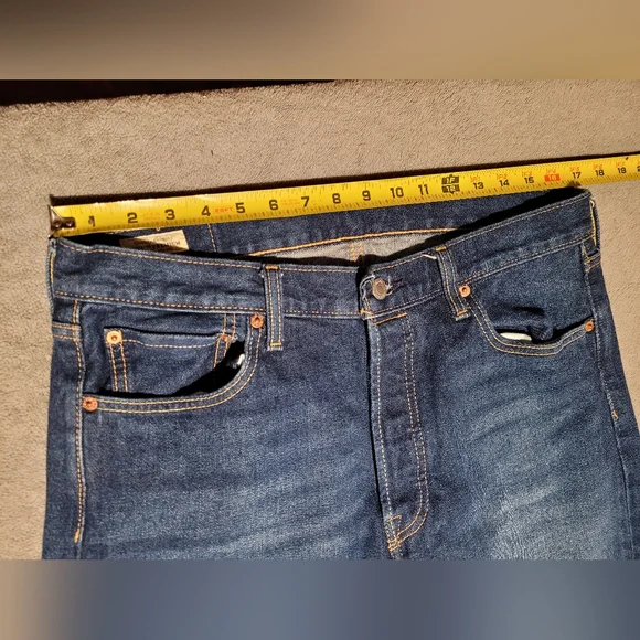 Levi’s 501 Premium Big E Jeans Mens 35x32 Blue Denim Button Fly Dark Wash - Picture 10 of 11